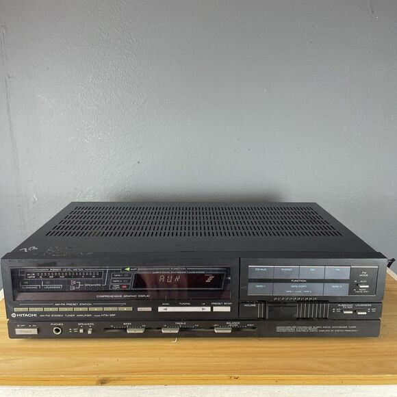 Vintage Hitachi HTA-35F AM-FM Stereo Tuner Amplifier Black Tested Working - Picture 1 of 9